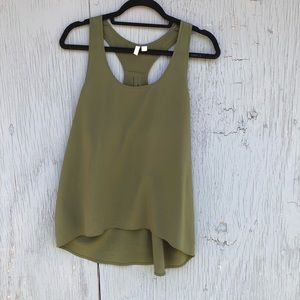 Frenchi silk olive green racerback tank top